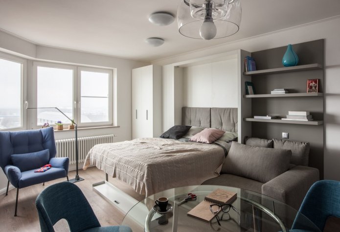 furniture of a combined bedroom-living room