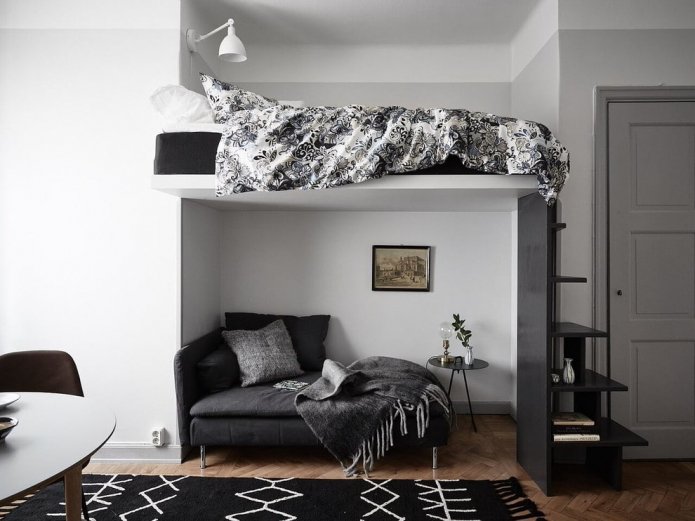 furniture of a combined bedroom-living room
