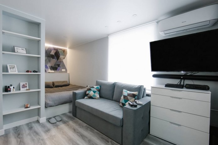 furniture of a combined bedroom-living room
