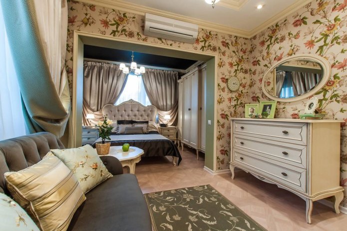 Provence style bedroom-living room interior