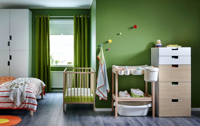 furniture arrangement in the interior of a children's bedroom