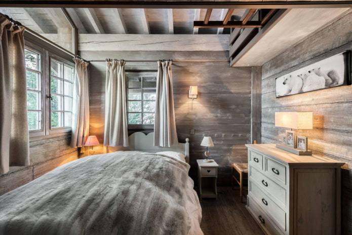 bedroom in cold tones