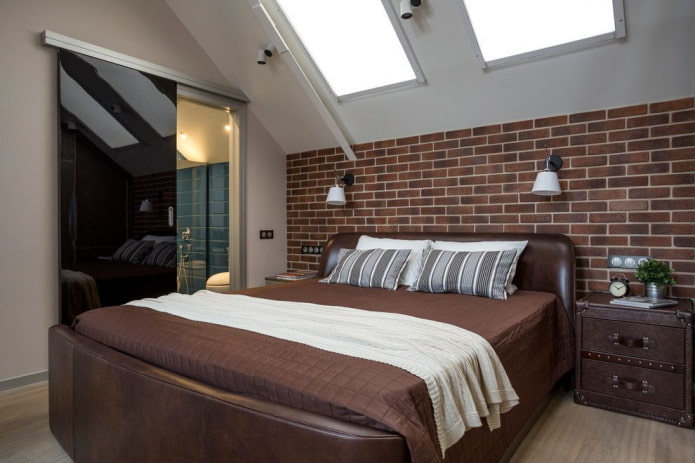 loft-style attic bedroom interior
