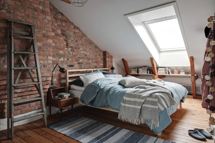 loft-style attic bedroom interior