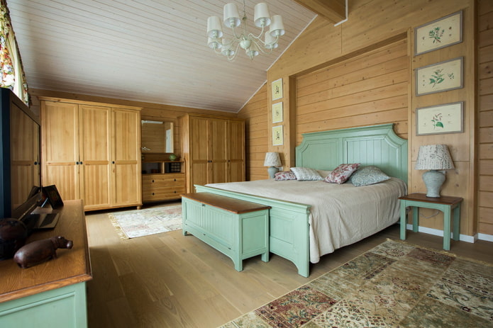attic bedroom interior in Provence style