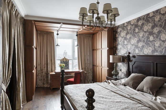 zoning of a bedroom combined with a loggia