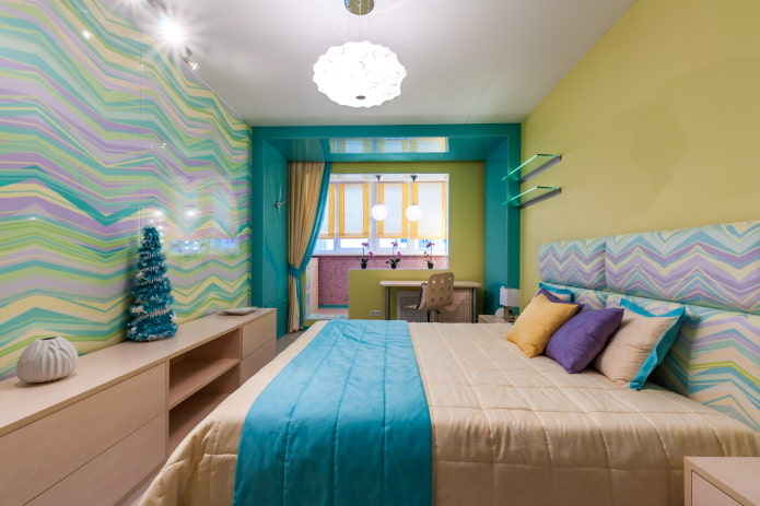 zoning of a bedroom combined with a loggia