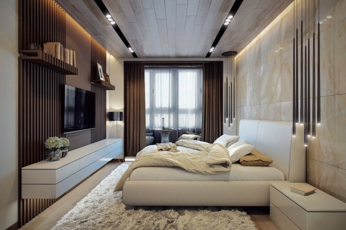 interior design of a bedroom combined with a loggia