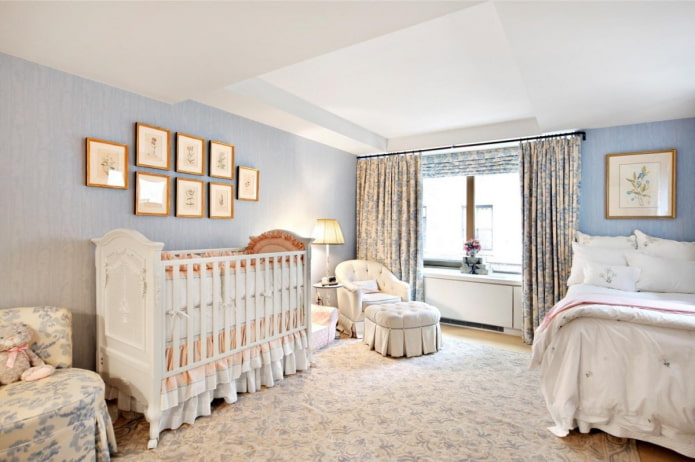 baby cot in the bedroom interior