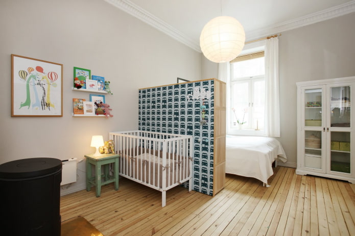baby cot in the bedroom interior