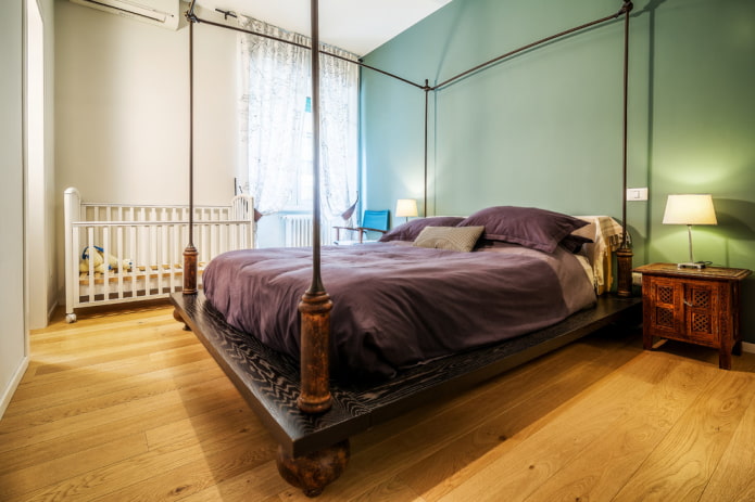 baby cot in bedroom interior
