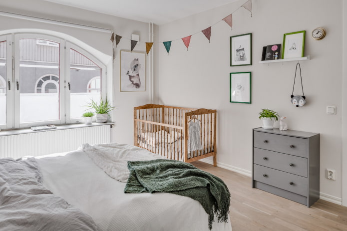 baby cot in the bedroom interior