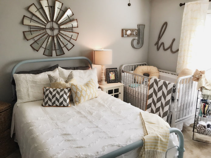 baby crib in the bedroom interior