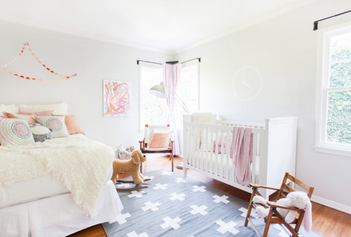 baby crib in the bedroom interior