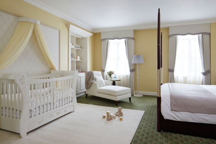 baby cot in the bedroom interior