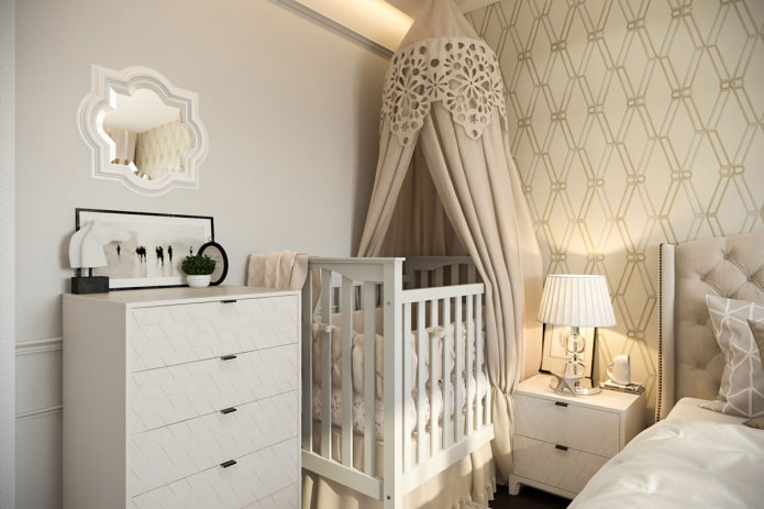 baby cot in the bedroom interior