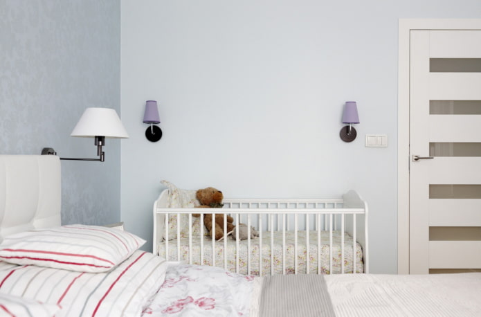 baby crib in the bedroom interior