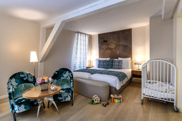 baby cot in the bedroom interior