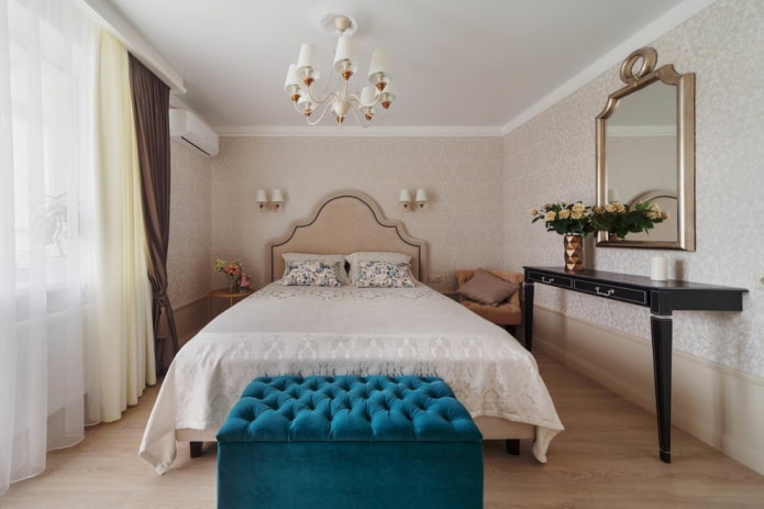 furniture in the interior of a beige bedroom