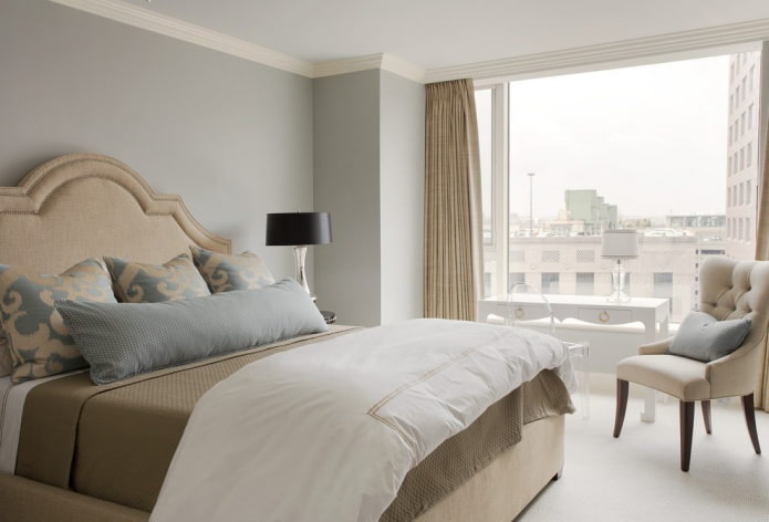 gray-beige bedroom interior