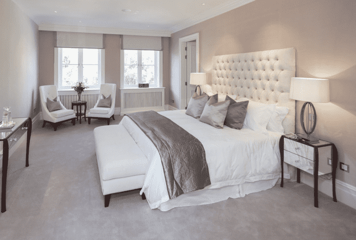 gray-beige bedroom interior
