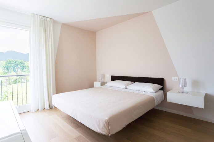 interior of a beige bedroom in a minimalist style