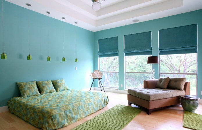 turquoise bedroom interior