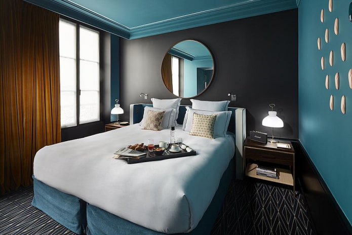 turquoise bedroom in a modern style