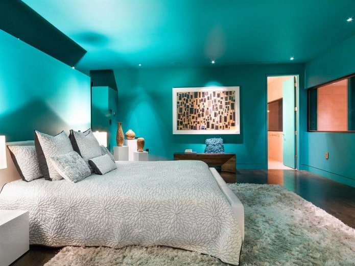 turquoise bedroom in a modern style