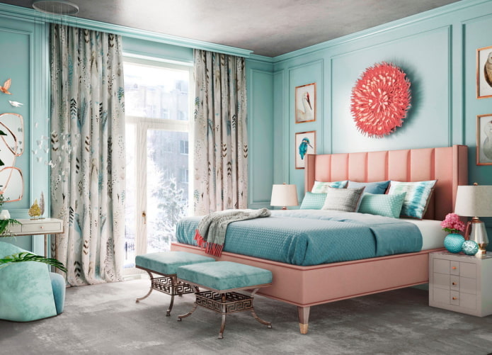 pink and blue bedroom interior