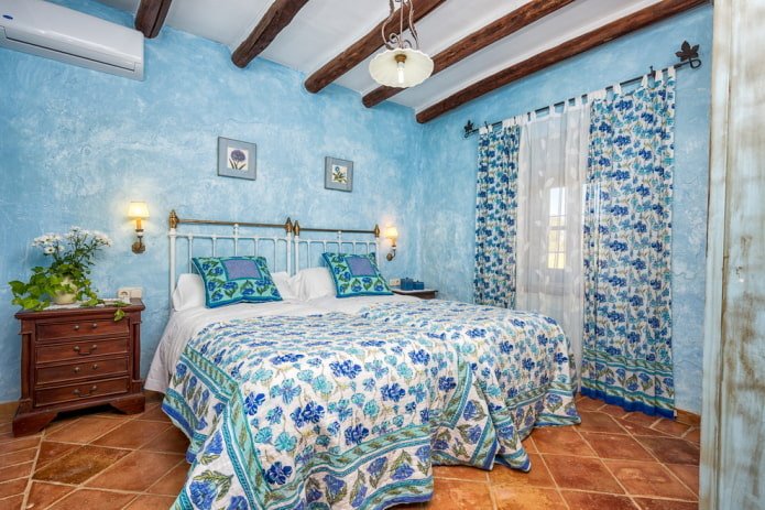 decoration in the interior of a blue bedroom