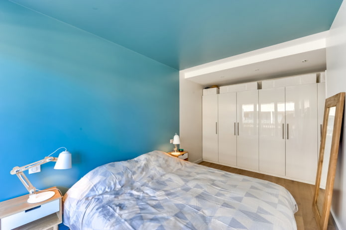 decoration in the interior of a blue bedroom