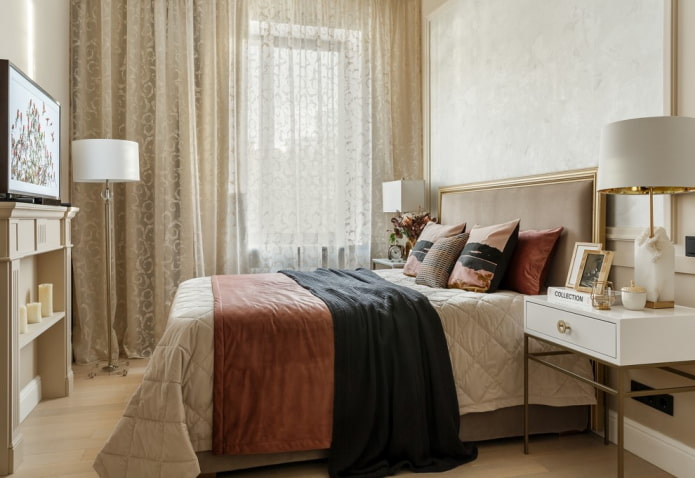 color scheme of the bedroom interior in a Khrushchev building