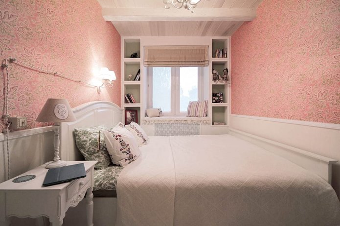 white and pink bedroom