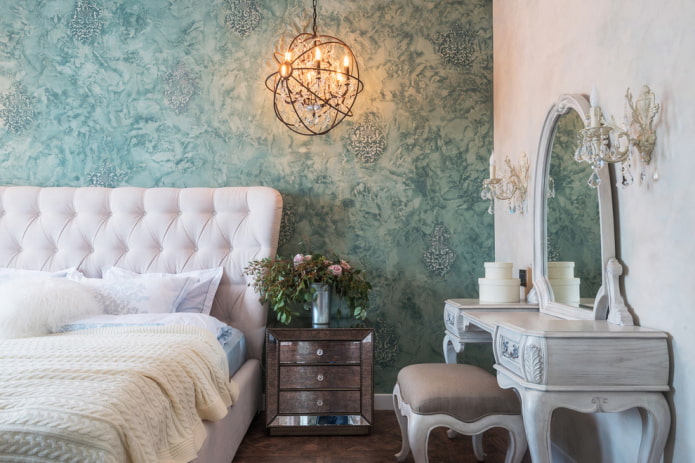 furniture and accessories in the bedroom in a classic style