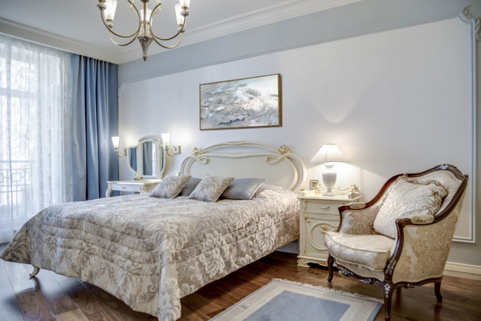 furniture and accessories in the bedroom in a classic style