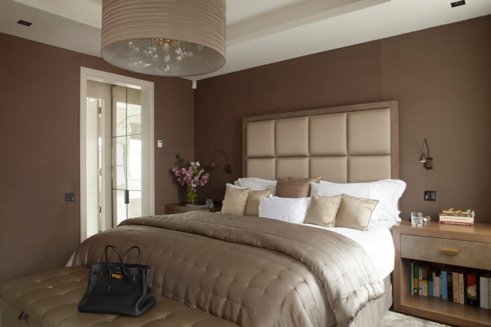 bedroom interior in brown tones