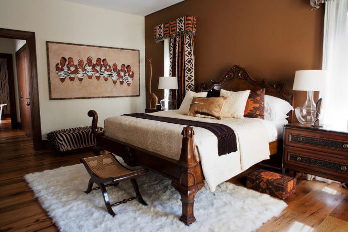 white and brown bedroom interior