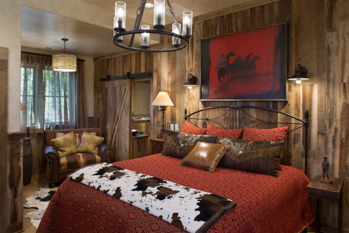 brown bedroom interior with bright accents