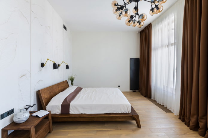 white and brown bedroom interior