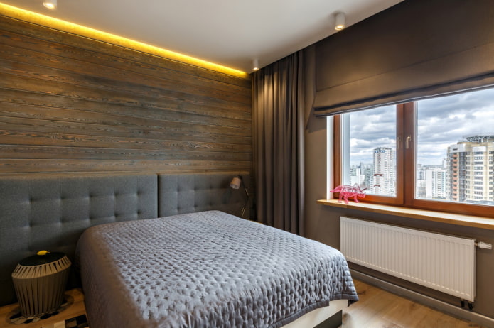finishing in the interior of a brown bedroom
