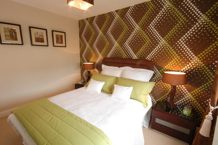 interior of a brown-green bedroom