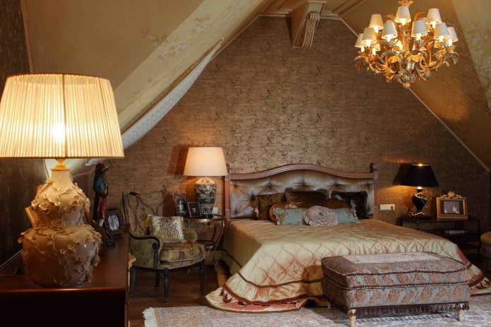 brown bedroom interior in Victorian style