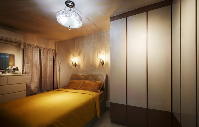brown bedroom interior with bright accents