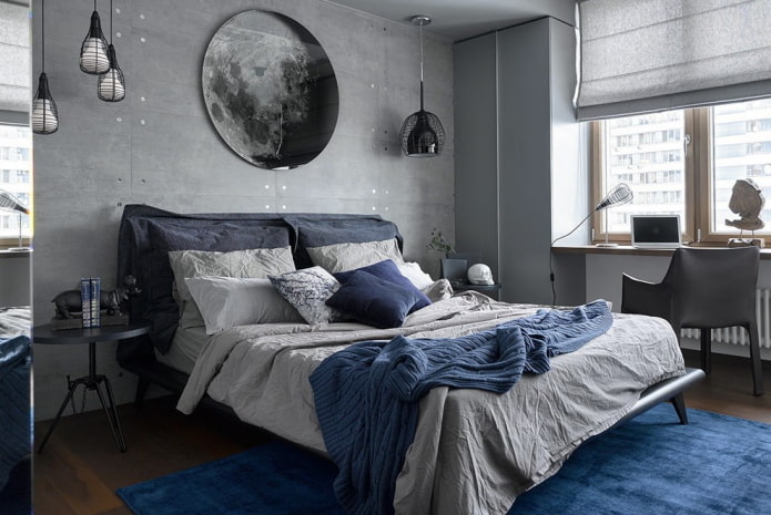 gray-blue bedroom design