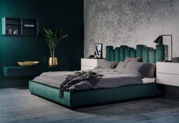 gray-green bedroom interior