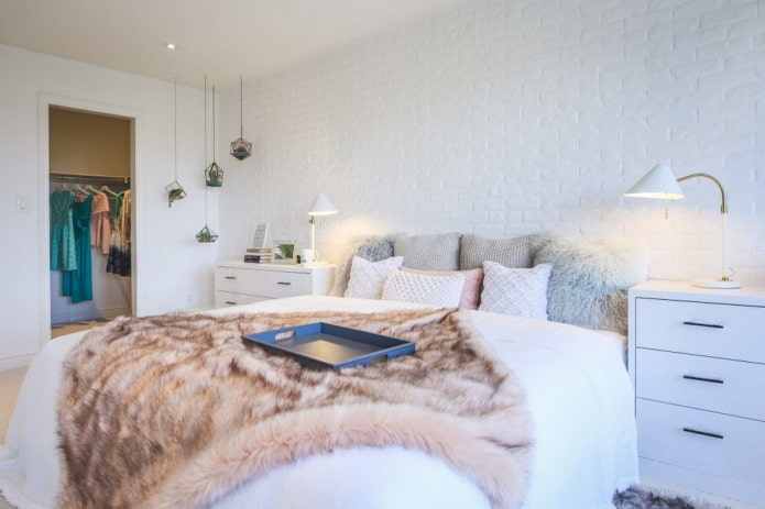 white brick in the bedroom