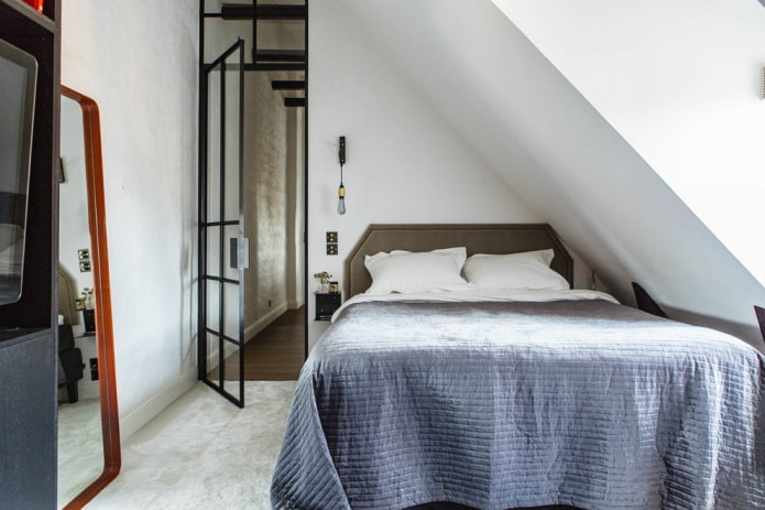attic bedroom in Scandinavian style