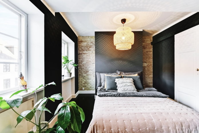 stylish chandelier in the bedroom