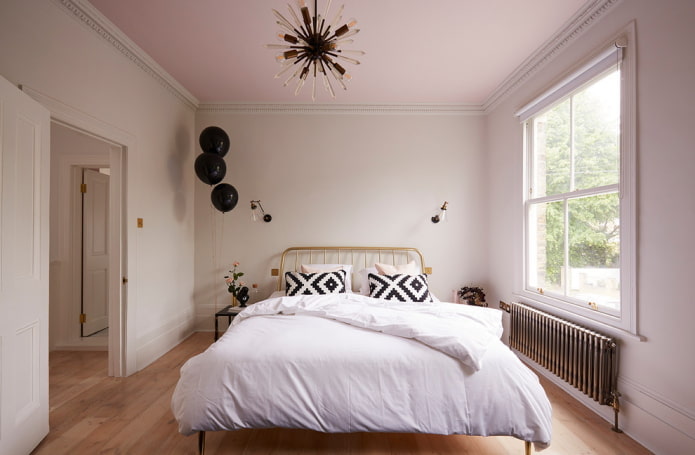 soft pink walls in the bedroom